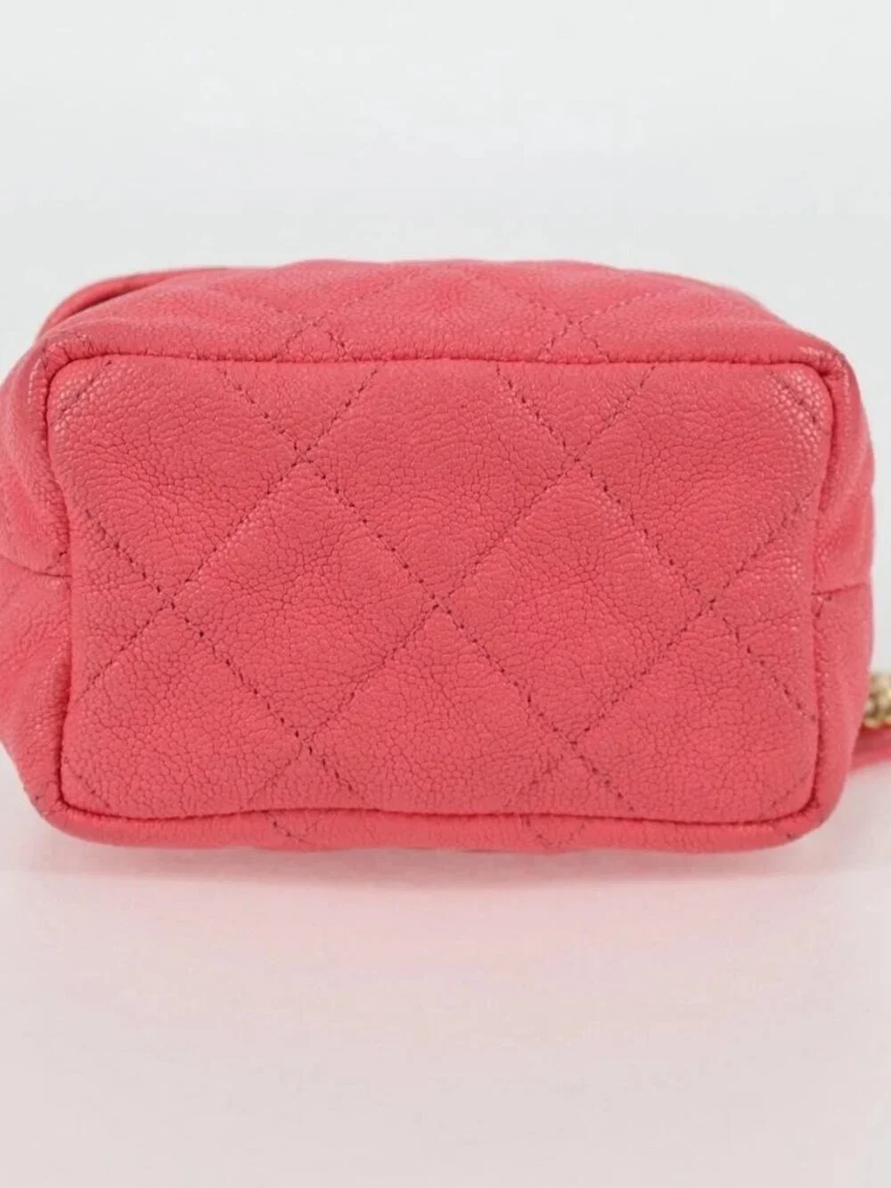 CHANEL Matelasse Chain Shoulder Bag Grained Calf Skin 2way Pink Gold CC Auth...